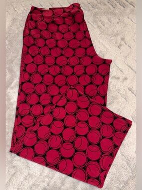 Susan Graver sangria/red large swirl polka dot print wide leg pants Size 1X